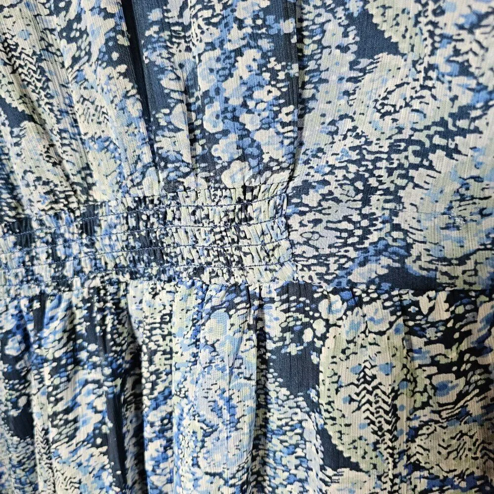 EUC JOIE PRINTED HIGH LOW MAXI DRESS V NECK LONGSLEEVES SIZE XXL